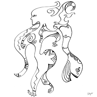 Dessin encre noire femme et serpent fierte de femme feminisme femmes libres